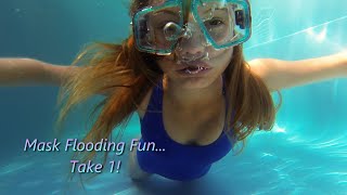 Cutting room floor 5 Mask Flooding Fun Take 1😎🏊‍♀️ underwater photography h2opus [upl. by Atteugram]