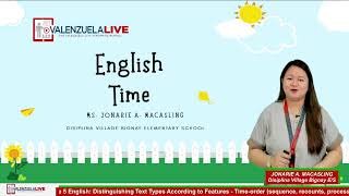 G5 English  Distinguishing Text Types According to Features Timeorder sequence recounts process [upl. by Junna]