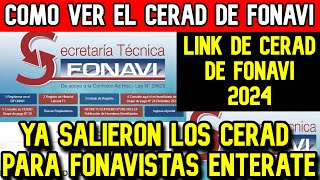 FONAVI LO ULTIMO YA SALIO LOS CERAD DE FONAVISTAS LINK OFICIAL COMO VER EL CERAD DE FONAVI 2024 [upl. by Freytag709]