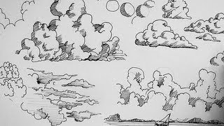 Pen and Ink Drawing Tutorials  How to draw clouds [upl. by Ramonda]