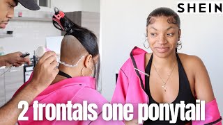 SHEIN HAIR DOUBLE FRONTAL PONYTAIL WITH SLICK TUTORIAL  DETAILED [upl. by Joye]