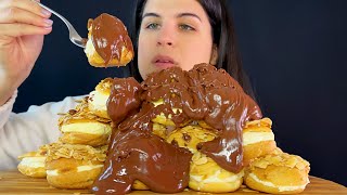 CREAM PUFFS WITH CHOCOLATE PROFITEROLES  MUKBANG  ASMR  EATING SOUNDS [upl. by Gabbert932]