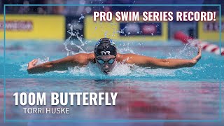 Torri Huske Lowers Her Own Pro Swim Series Record in 100M Fly  2024 TYR Pro Swim Series San Antonio [upl. by Aniled]