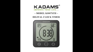 KADAMS Digital Bathroom Shower Kitchen Wall Clock Timer with Alarm  Model K0007STH [upl. by Suiratnauq309]