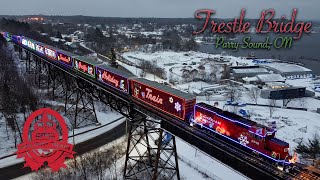 CPKC Holiday Train 2023  CPR Trestle Bridge  Parry Sound [upl. by Ecnirp]