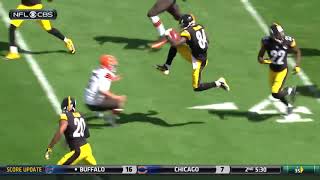 Antonio Brown Kicks Browns Punter Spencer Lanning During Return [upl. by Yldarb318]