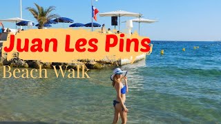 Beach Walk 4K Antibes Juan Les Pins 🇫🇷 walking tour of the best beaches in south of France Riviera [upl. by Aliehs]