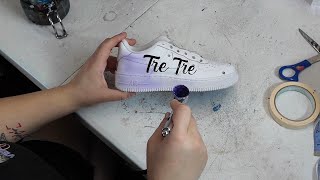 HOW TO Airbrush shoes for beginners  with stencils [upl. by Ayalahs]