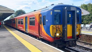 SWR 455913 departs Basingstoke on a ECS Move from Bournemouth Depot to Wimbledon Depot 18072024 [upl. by Adidnac]