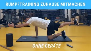 Rumpftraining ohne Geräte zum Mitmachen  Zirkeltraining [upl. by Refotsirk]