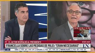 Francella sobre las medidas de Milei quotEran necesariasquot el actor respaldó al presidente [upl. by Ainud698]