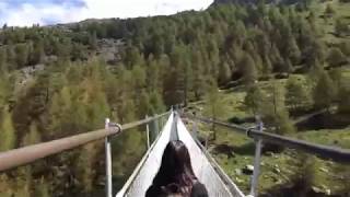 Längste Hängebrücke der Welt 494 Meter in Randa Grächen Zermatt 2972017 [upl. by Iznik]