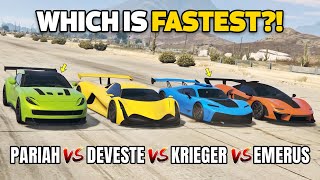 GTA 5 ONLINE  PARIAH VS DEVESTE VS KRIEGER VS EMERUS WHICH IS FASTEST [upl. by Porte]