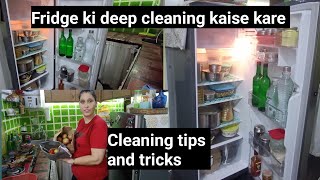 Fridge deep cleaningfridge organisation ideasफ्रिज की सफाई कैसे करें tipsandtricks [upl. by Hackett]