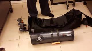 Demonstrating a Travel Bag For Telescope Celestron Astromaster 130EQ حقيبة سفر التيليسكوب [upl. by Hollingsworth]