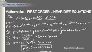 First Order Linear Differential Equations  Fundamentals of Engineering FE EIT Exam Review [upl. by Aynotel]