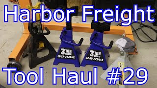 Harbor Freight Tool Haul 29 Blue Daytona 3 Ton Jack Stands and Pads [upl. by Adnole]