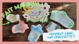 CROCHET Comment réaliser une chaussette au crochet  de 0 à 18 mois [upl. by Bakki728]