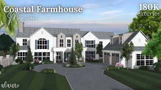 Coastal Farmhouse Mansion  180K Exterior  Bloxburg Speed Build  Roblox [upl. by Irisa]