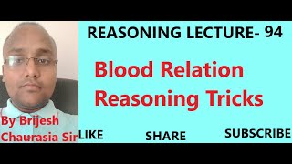 blood relation reasoning tricksblood relation reasoningblood relation tricksby brijesh sir [upl. by Yelsnit]