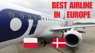 BEST AIRLINE TO FLY IN 2024 LOT Polish Airlines Embraer 195 cloudy landing in Copenhagen [upl. by Clardy]