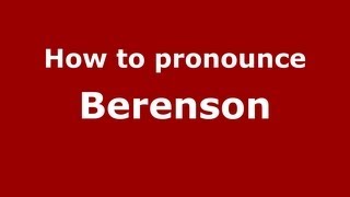 How to Pronounce Berenson  PronounceNamescom [upl. by Cary]