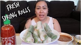 MARINATED TOFU FRESH SPRING ROLLS MUKBANG EATING SHOW [upl. by Ahsinauq]