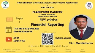 Paper 1  Financial Reporting CA Final Fastrack revision  Session 10 by CA L Muralidharan [upl. by Phares672]