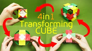 Origami Magic Transforming Cube 4 in 1 😱😍 [upl. by Fiona274]