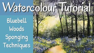 How To Paint A Bluebell Woods Watercolour Landscape Tutorial [upl. by Yasnil]