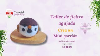 T155 Mini Gorrión Alianza Artesanal needle felting tutorial [upl. by Morette]