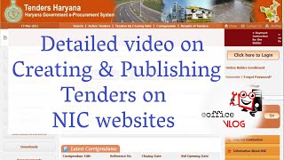 How to Create and Publish Tenders  NIC Haryana  टेंडर कॉल कैसे करें  eprocure [upl. by Vitek]