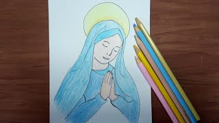 🙌🏻 Como desenhar a Virgem Maria  Desenho santo  Católico  Religioso [upl. by Anwahsad]