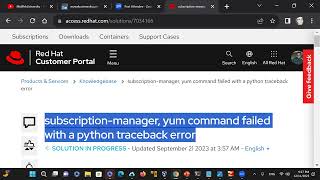 Fixed subscriptionmanager yum command failed with a python traceback error [upl. by Etram]