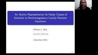 William Blair UArk 2023  An Atomic Representation of Hardy Classes of Nonhomogeneous CR Equations [upl. by Walker575]