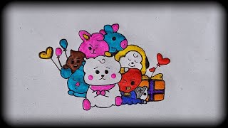 How to draw BT21 characters  easy step by step [upl. by Nivlag]