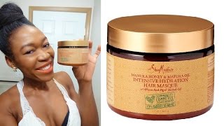 Shea Moisture Manuka Honey amp Mafura Oil Intensive Hydration Hair Masque Review [upl. by Amorita975]