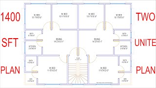 HOUSE PLAN DESIGN  EP 131  1400 SQUARE FEET TWOUNIT HOUSE PLAN  LAYOUT PLAN [upl. by Chad985]