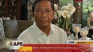 KB Vice Pres Jejomar Binay Nirerespeto natin ang batas ng China [upl. by Nosyarg]