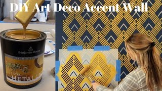 Art Deco Inspired Accent Wall Stencil For Interior Design Ideas [upl. by Kolodgie58]