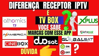 QUAL DIFERENÇA RECEPTOR IPTV E TVBOX E QUAIS AS MARCAS QUE USAM ESSE APP [upl. by Lothar]