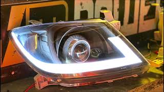 Toyota hilux  modificacion de faros  led drl 4D Secuencial  lupas biled  blackhousing retrofit [upl. by Dinnie]