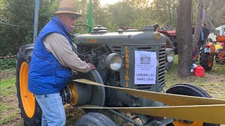 Starting LANDINI TESTACALDA L25 1955 with the incredible Carra harvester  FAT 2023 [upl. by Ipoillak]