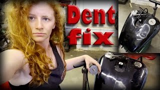 Get dents out of gas tanks with this homemade tool  Dyna gas tank fix [upl. by Crosley]