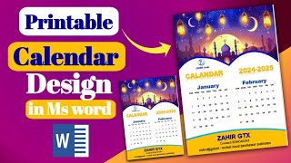 Printable calendar design in Ms word  Ms word calendar design 2024 [upl. by Ahtimat]