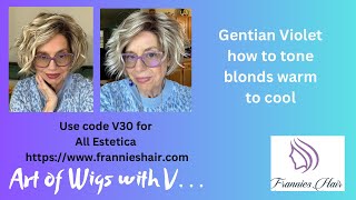 Gentian Violet toning a synthetic warm blond wig to a cool blond wig [upl. by Ynattyrb]