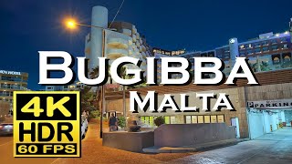 Buġibba  Malta in 4K 60fps HDR  UHD  Dolby Atmos 💖 The best places 👀  walking tour [upl. by Ecirpak]