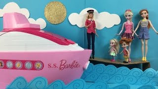 Cruise Ship Elsa amp Anna board Barbies Cruise Ship Adventure Swimming Pool Slide Buffet amp Candy [upl. by Negriv]