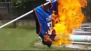 Crazy Fans Burning 35 Kevin Durant Jerseys Video Compilation HoopJab [upl. by Gnilyarg117]