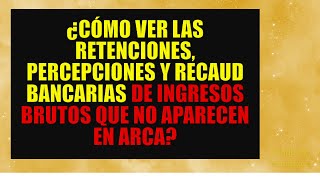 ¿Cómo ver las retenciones percepciones y recaud bancarias de ingresos brutos que no salen en ARCA [upl. by Airehs921]